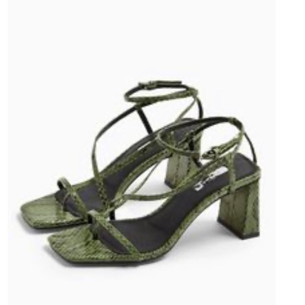 TopShop NICO Leather Green Set Back Heels